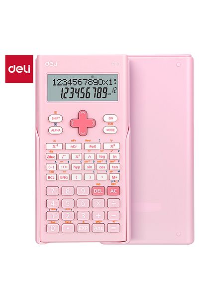 Deli E1700 Scientific Calculator with 240 Functions, 10+2 Dual Line Display & 5-Year Warranty - Pink