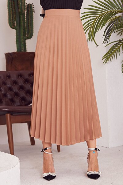 Foremia Atlas Pleated Skirt-Caramel