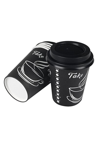 OEM Pahare de carton, model pentru mâncare la pachet, capacitate 270 ml, 30 bucăți, negru/alb