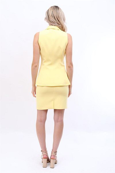 ÖNDER ÖZSOY Evening Dress Vest & Short Klem Skirt Suit-Yellow