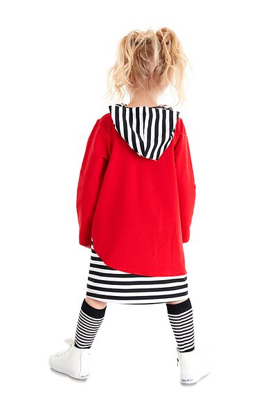 Denokids Marienkäfer-Kapuzenpullover, gestreift, langärmelig, rotes Mädchenkleid