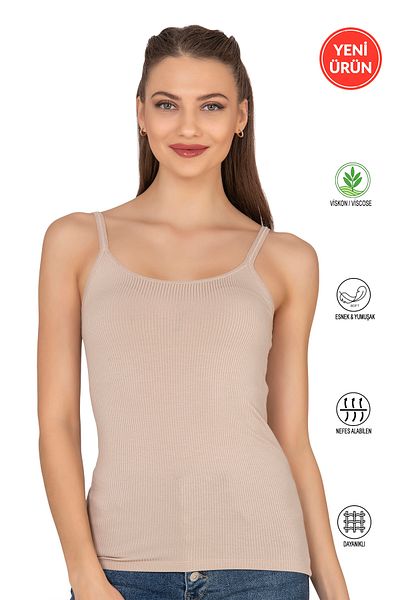 ÖZKAN underwear Özkan 27412 قميص قصير نسائي من الفسكوز مصنوع من نسيج مرن ومريح من التول مع حزام حبل