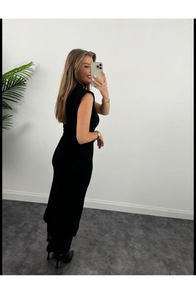 QİMYA BUTİK فستان MZR Collection نسائي من القماش العثماني بدون أكمام وياقة وا...