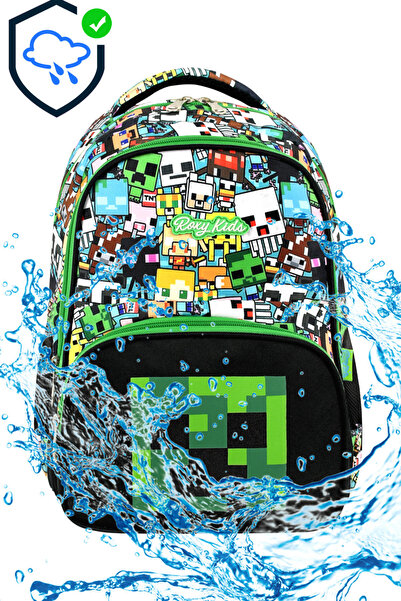 YOUOY Mine Creeper Σετ 3 τσάντες δημοτικού σχολείου, κουτί γεύματος και μολυβοθήκη