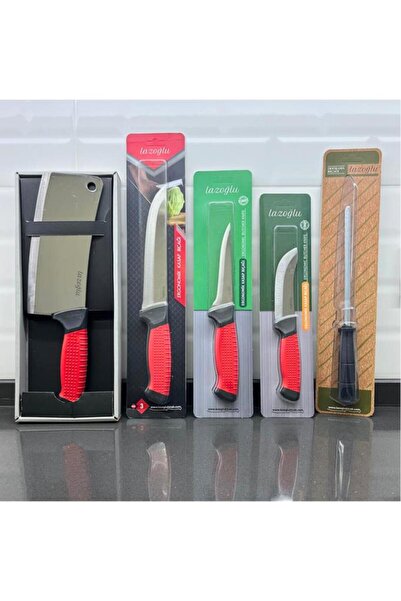 DepoMega 5 Parça Kurban Bıçak Seti Profesyonel Kasap Bıçağı Sıyırma Yüzme Masat Satır