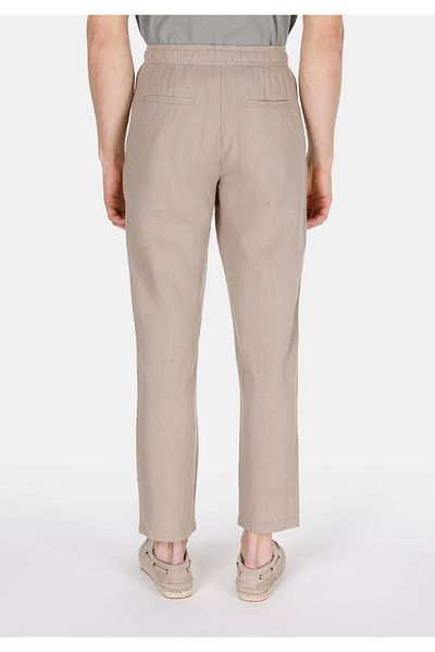 Colin's Regular Fit Mid Waist Long Leg Men's Linen Blended Beige Trousers