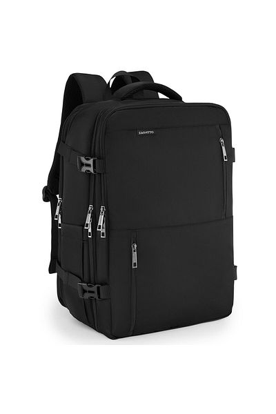 zagatto Expandable Travel Backpack ®, Black, 36l, 45x30x20 Cm, Waterproof, Cabin Size, Zg947