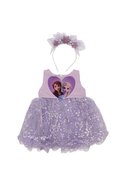 bebegen Kız Bebek Mor Karlar Ülkesi Elsa Baskılı Taçlı Tüllü Elbise