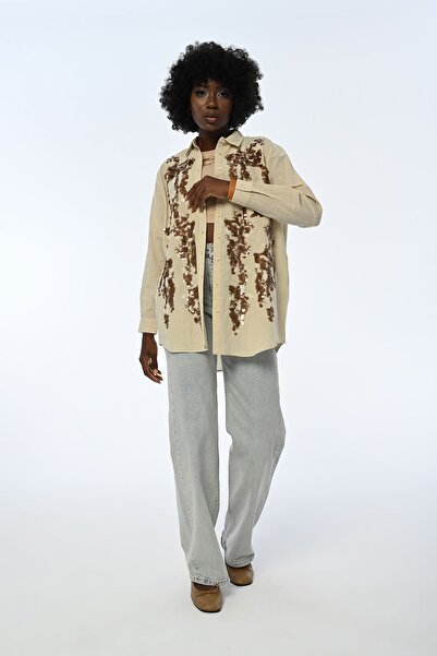 Orfeo Negro WOMEN'S OVERSIZE CUT FRONT SEQUINED SHIRT