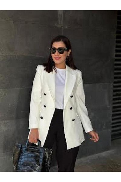 PARKDERİN PLUS SIZE BLACK BUTTON BLAZER JACKET