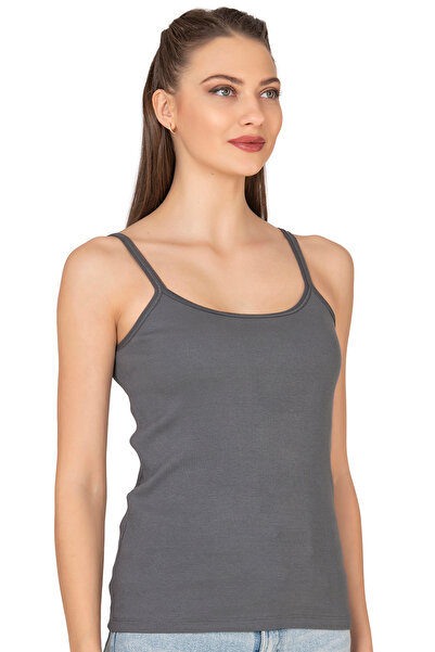 ÖZKAN underwear Özkan 27412 Women's Viscose Camisole Fabric Flexible Comfortable Tulle Bias Rope Strap Undershirt