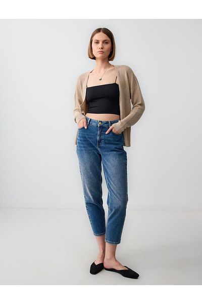 Jimmy Key Cardigan din tricotaje argintii cu mânecă lungă cu guler deschis auriu