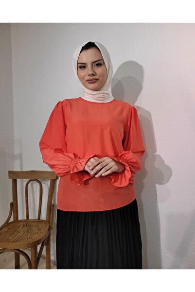 Qimene Kadın Kolucu Büzgülü Bluz