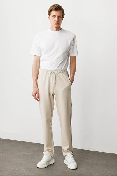 Desen Triko Men's Pocket Side Fabric Sweatpants A.Ekru