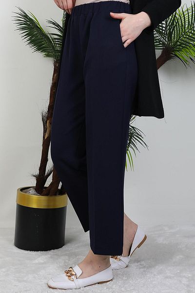 GİYZAMİLA Classic Trousers Navy Blue