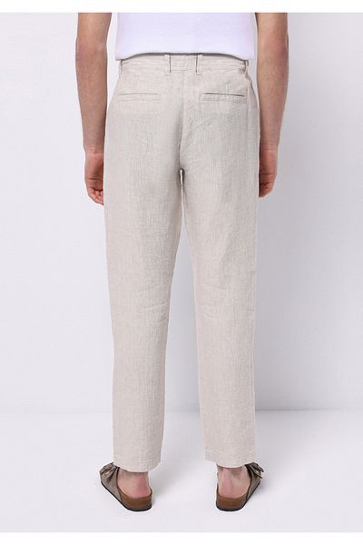Colin's Regular Fit Mid Waist Long Leg Men's Linen Blended Stone Trousers