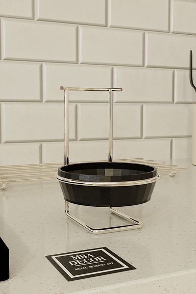mba decor metal bending art Silver Metal Spoon Ladle Holder – Countertop Spoon Organizer Stainless Steel & Plastic