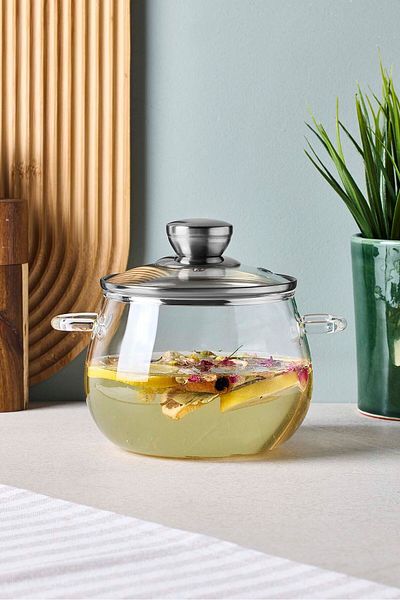 Perotti Roy Silver 1200 ml Borosilicate Glass Pot