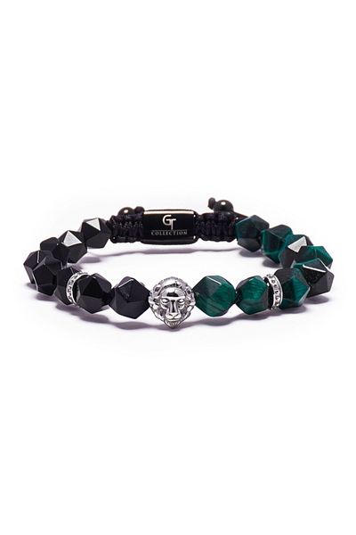 GT Collection GT Collection, Men's Bracelet Lion Head with TIGER EYE, ONIX Energy Stones, One Size&Adjustable Cord