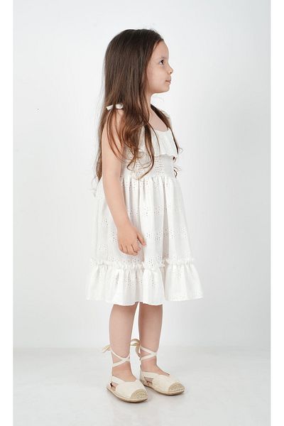 c.c.l. coccolin kids baby clup Rochie din bumbac festonată cu bretele pentru fete