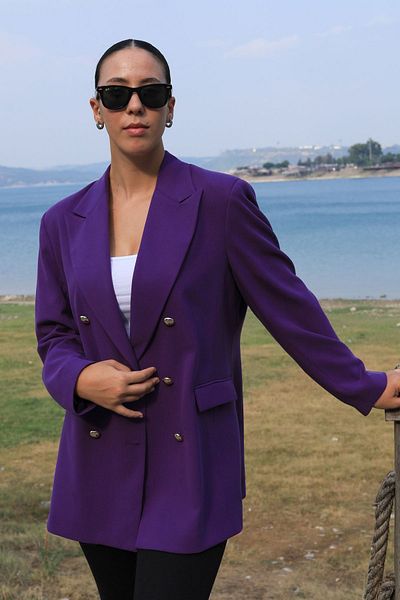 PARKDERİN JACHETĂ BLAZER DE MĂRIME MARE, LUNGĂ, AURIE, CULOARE MOV