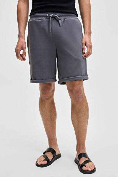 GRIMELANGE YOURI Erkek Beli Lastikli Arka Tek Cepli Relaxed Fit Gri Şort