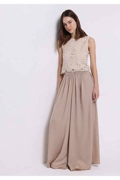 Colin's Regular Fit High Waist Wide Leg Women's Beige Trousers