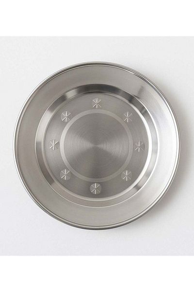 ALMUFARREJ Set of 3 Stainless Steel Dinner Plates and Dishes, Size 26 cm