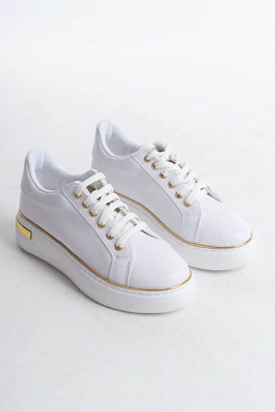Zerenyus Lisen Premium Yumuşak Ortopedik Taban Kadın Sneaker Beyaz Altın