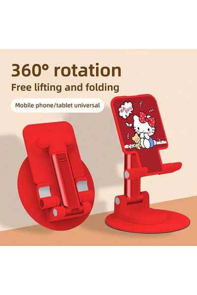 SANRIO حامل هاتف مكتبي متعدد الوظائف قابل للطي بتصميم هالو كيتي من سانريو من ريد-كيه تي لأجهزة آيفون وآيباد