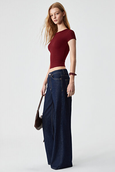 GRIMELANGE Dulce Women's Slim Fit Short Sleeve Brick Color T-Shirt