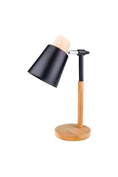OEM Desk lamp with wooden base and metal shade, 25x40 cm, black