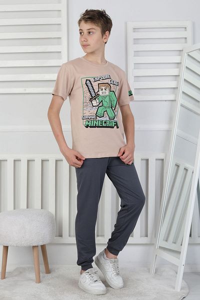ZUZUNGA Explore Create Patterned Boys' Single Jersey Short Sleeve Pajama Set