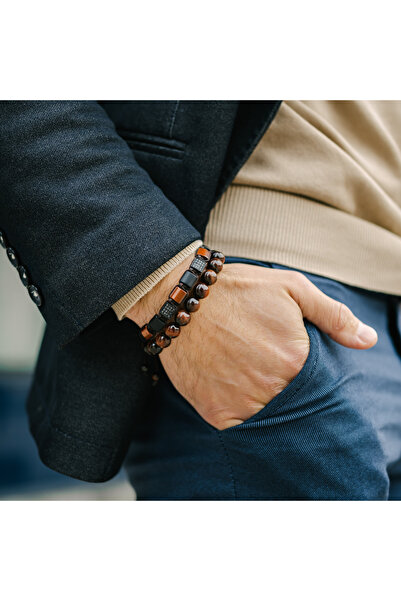 GT Collection Pánský náramek GT Collection s jedním korálkem, ČERVENÉ TYGŘÍ OKO, energetické kameny, univerzální velikost a nastavitelná šňůrka