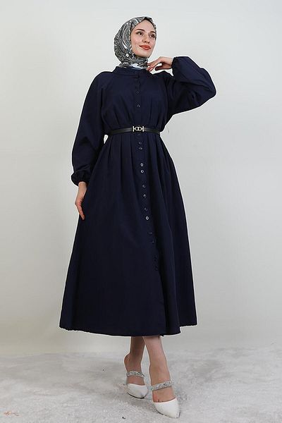 GİYZAMİLA Φόρεμα με κουμπιά σε όλο το μήκος Navy Blue