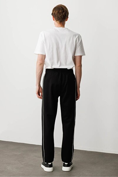 Desen Triko Erkek Yanı Çizgili Eşofman Altı K.Lacivert