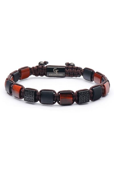GT Collection GT Collection Flat-Bead Men's Bracelet TIGER EYE, BLACK ONYX, Energy Stones One Size&Adjustable Cord