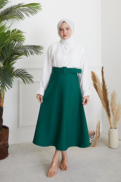 Foremia تنورة واسعة بحزام - أخضر زمردي