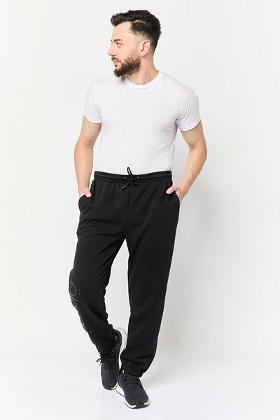 Algspar Men Regular Fit Brand Logo Jogger Pants, Black