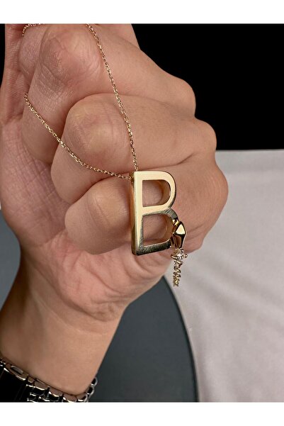 NEW'ORO JEWELRY ‘B' Harf Sallantılı 14 Ayar Altın Kolye