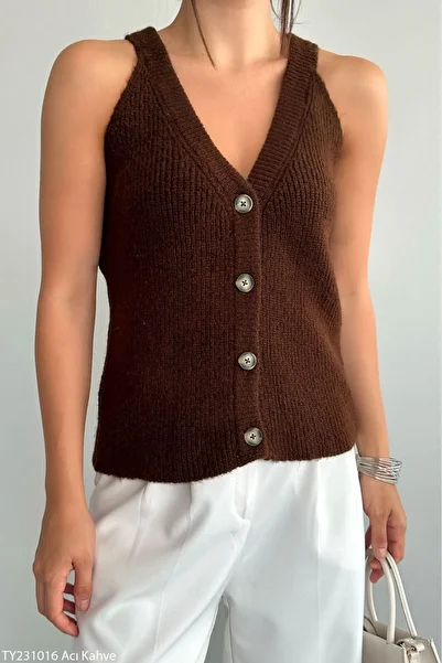 4S WOMEN 4S Women's Strappy V-Neck Knitted Vest