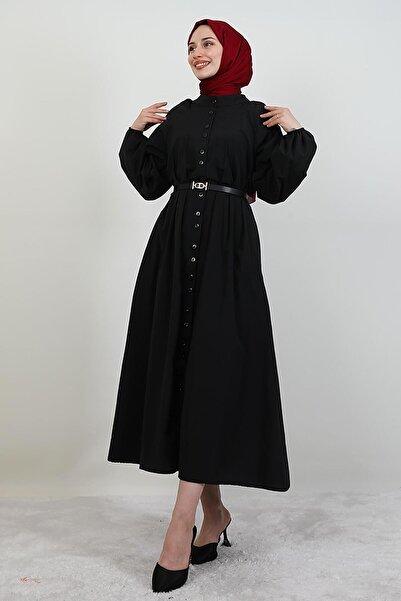 GİYZAMİLA Φόρεμα με κουμπιά σε όλο το μήκος μαύρο