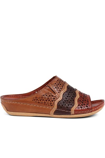 İNZE AYAKKABI Multicolored Genuine Leather Slippers - Model Name Solina