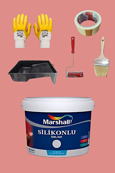 Marshall 5'li Set Silikonlu Özel Mat Duvar Boyası Alev 50 Çeşit Renk 2.5lt