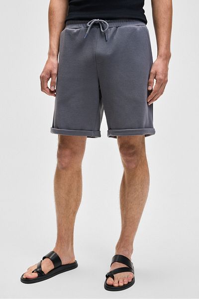 GRIMELANGE Youri Men's Elastic Waist Back Single Pocket Relaxed Fit Gray Shorts