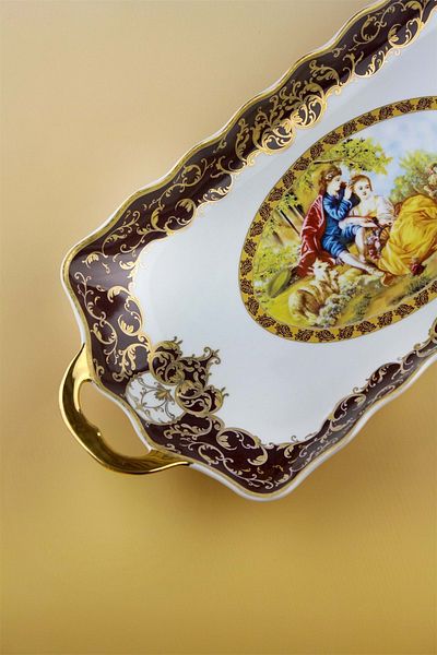 Bursa Porselen Dekor Special Heritage Gold Gilded Porcelain Tray