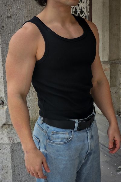 Liber Men's Ribbed Tank Top - Cotton Flexible Athlete Cut