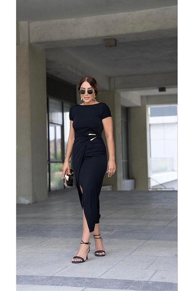 BUKETLİ Double Breasted Dress with Gold Buckle Detail