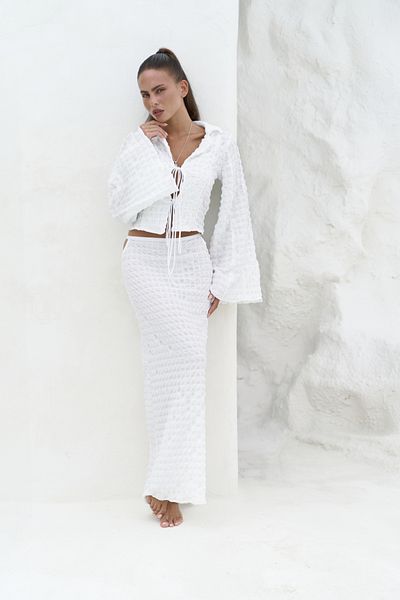 MAİ COLLECTİON Rania Ecru Shirt Skirt Set