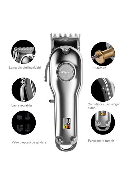 Iclipper iClipper K6S Professional Hair Clipper - 2500mAh Lithium Battery, 240 Min Battery Life, Digital Display